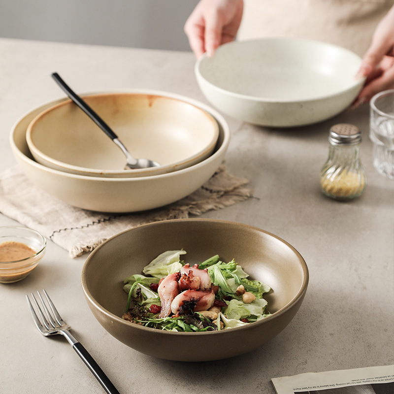 Japanese Pottery - 1個入り 日本製陶器ボウルセット クリエイティブレトロスタイル ご飯・スープ・デザートボウル 家庭用・レストラン用 安全素材