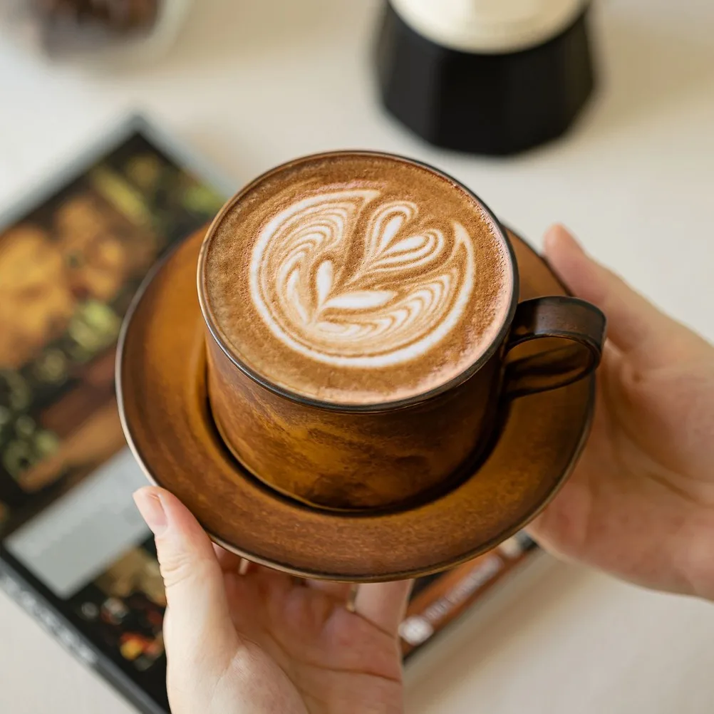 日本のレトロなコーヒーカップと皿のセット。大容量250ml。 - Japanese Pottery のレビューと価格