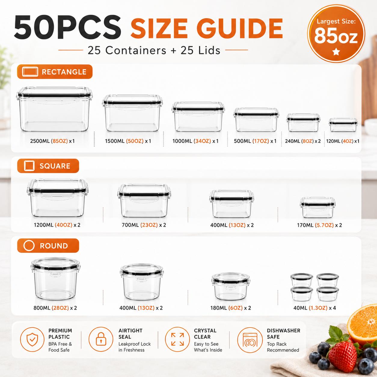 50個入り/25個パック、密閉式の食品保存容器（蓋付き）、漏 - Bento Box のレビューと価格