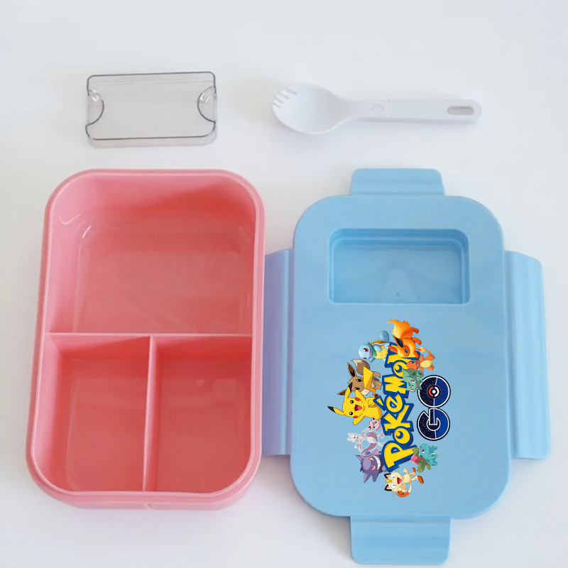 ポケモン柄のランチボックス。スプーン付き。アニメ風のデザイン - Bento Box のレビューと価格